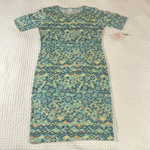 LuLaRoe Women’s Julia Dress/Size: Large/Color: Diamond Starburst Design (NWT) - Picture 1 of 10